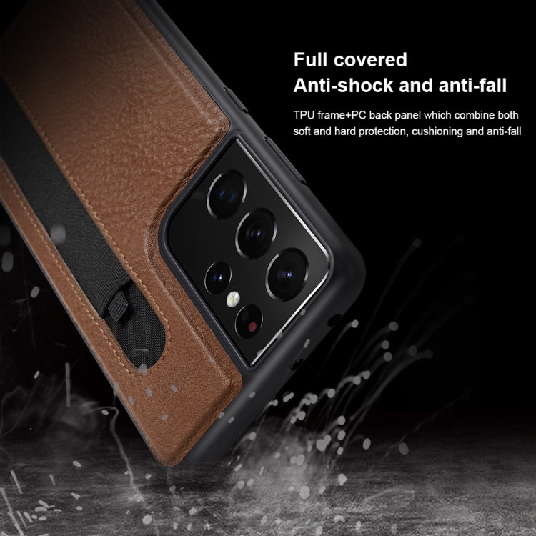 For Samsung Galaxy S21 Ultra 5G NILLKIN Aoge Series Shockproof Leather Case with Card Slot