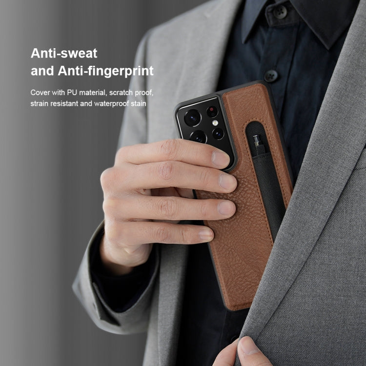 For Samsung Galaxy S21 Ultra 5G NILLKIN Aoge Series Shockproof Leather Case with Card Slot