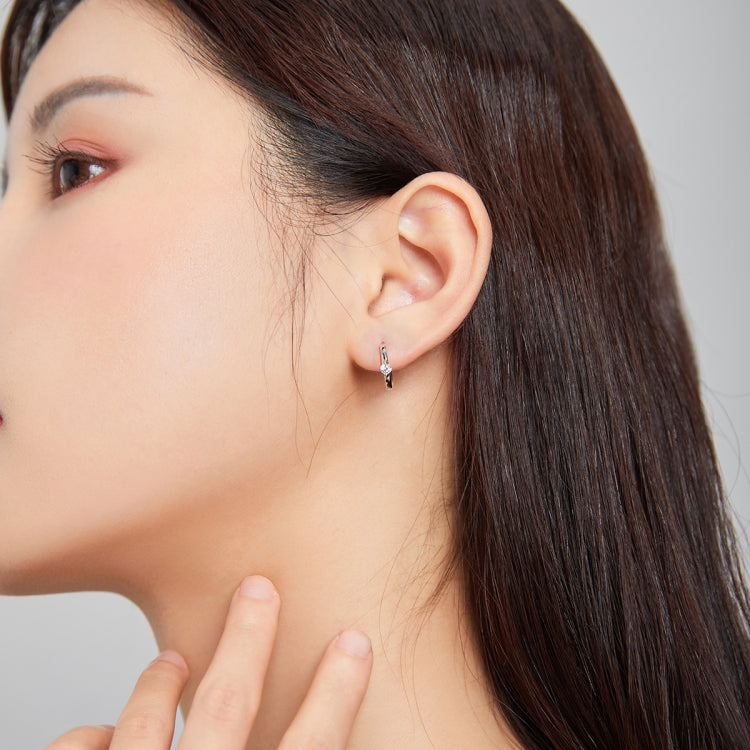 S925 Sterling Silver Silver Fashion Zircon Ear Buckle Women Earrings