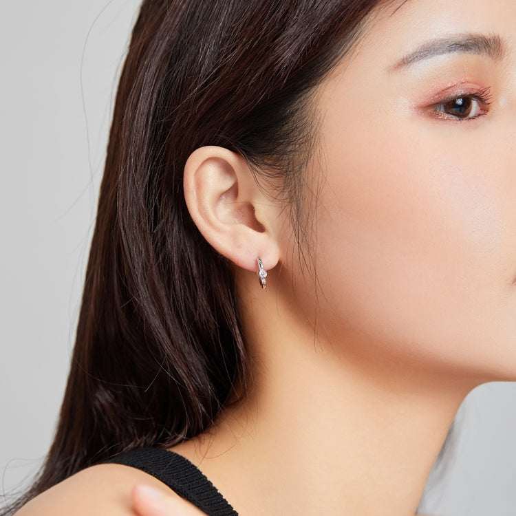 S925 Sterling Silver Silver Fashion Zircon Ear Buckle Women Earrings