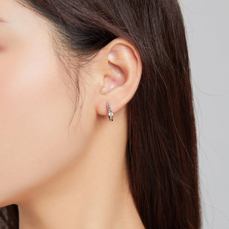 S925 Sterling Silver Silver Fashion Zircon Ear Buckle Women Earrings