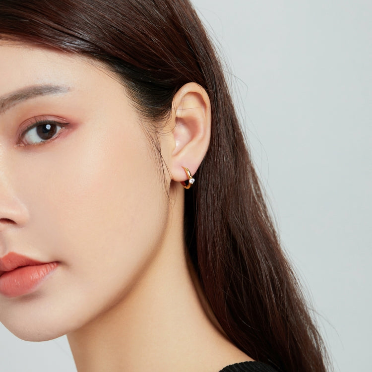 S925 Sterling Silver Silver Fashion Zircon Ear Buckle Women Earrings