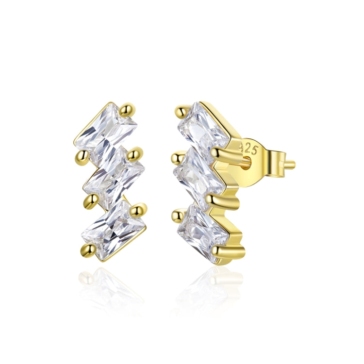 S925 Sterling Silver Silver Shining Cube Zircon Ear Studs Women Earrings