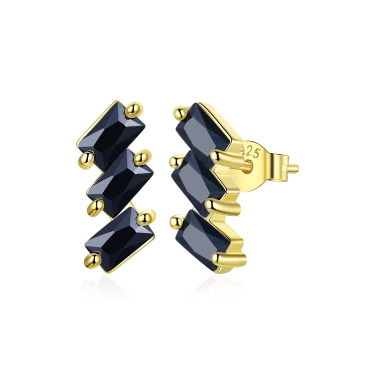 S925 Sterling Silver Silver Shining Cube Zircon Ear Studs Women Earrings