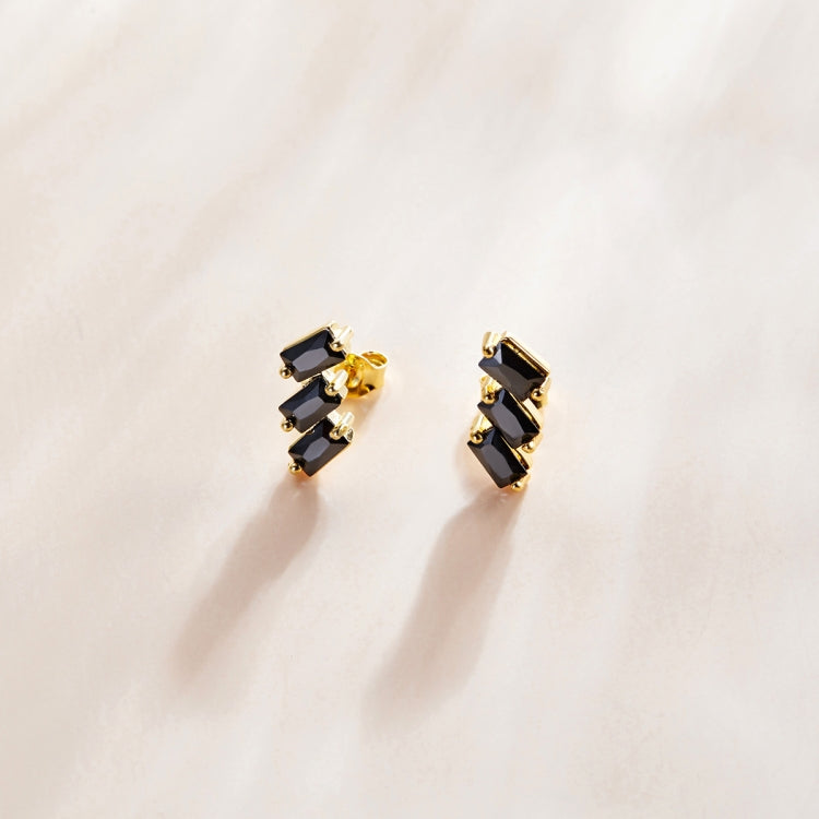 S925 Sterling Silver Silver Shining Cube Zircon Ear Studs Women Earrings