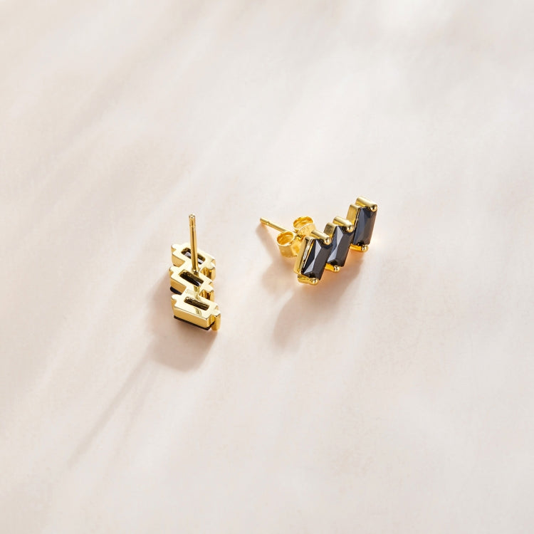 S925 Sterling Silver Silver Shining Cube Zircon Ear Studs Women Earrings