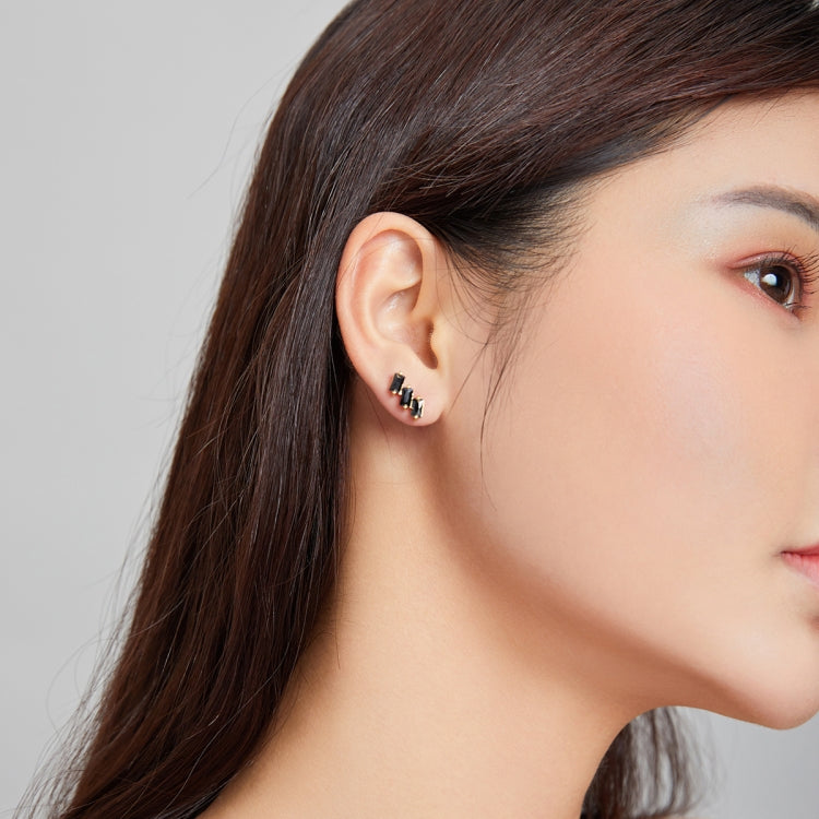 S925 Sterling Silver Silver Shining Cube Zircon Ear Studs Women Earrings