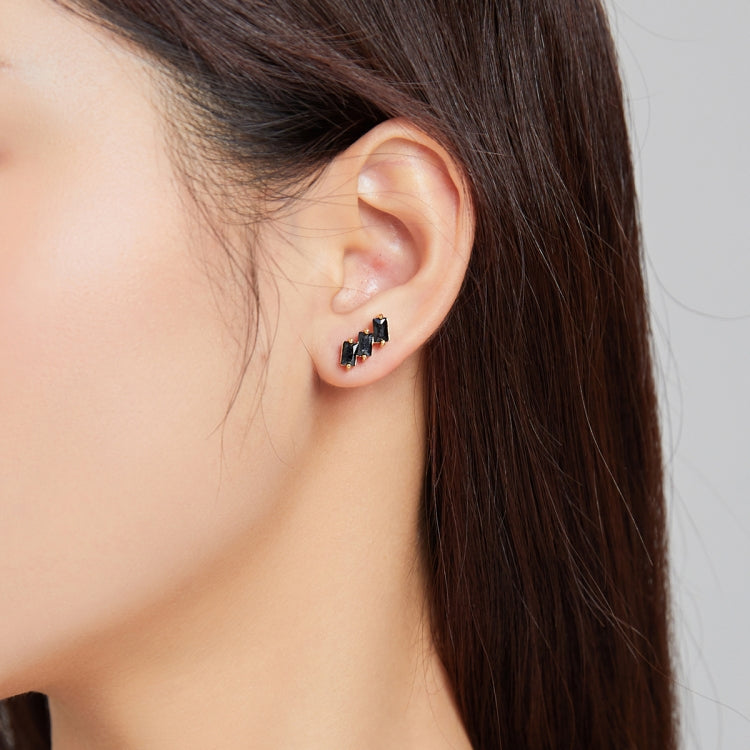 S925 Sterling Silver Silver Shining Cube Zircon Ear Studs Women Earrings