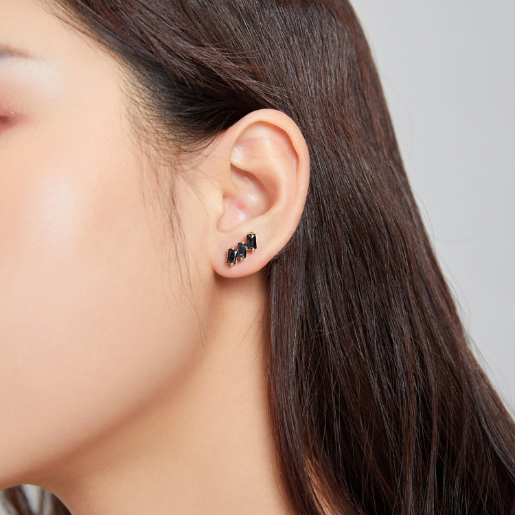 S925 Sterling Silver Silver Shining Cube Zircon Ear Studs Women Earrings