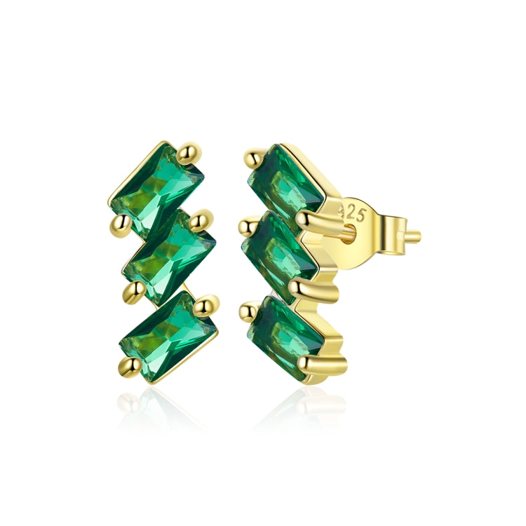 S925 Sterling Silver Silver Shining Cube Zircon Ear Studs Women Earrings