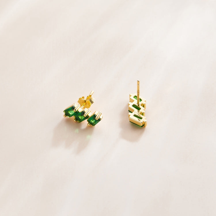 S925 Sterling Silver Silver Shining Cube Zircon Ear Studs Women Earrings