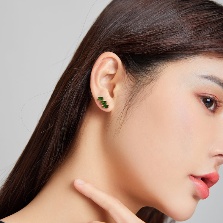 S925 Sterling Silver Silver Shining Cube Zircon Ear Studs Women Earrings