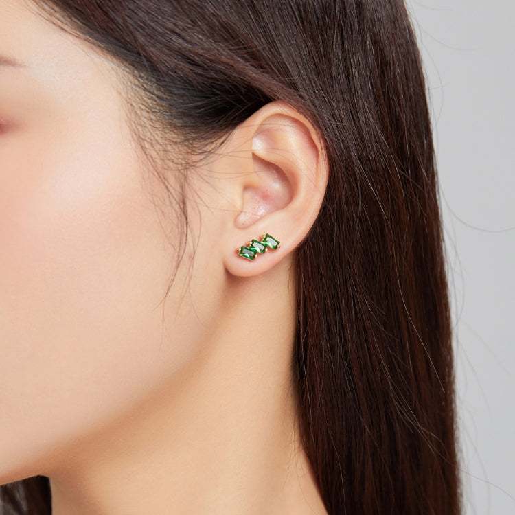 S925 Sterling Silver Silver Shining Cube Zircon Ear Studs Women Earrings