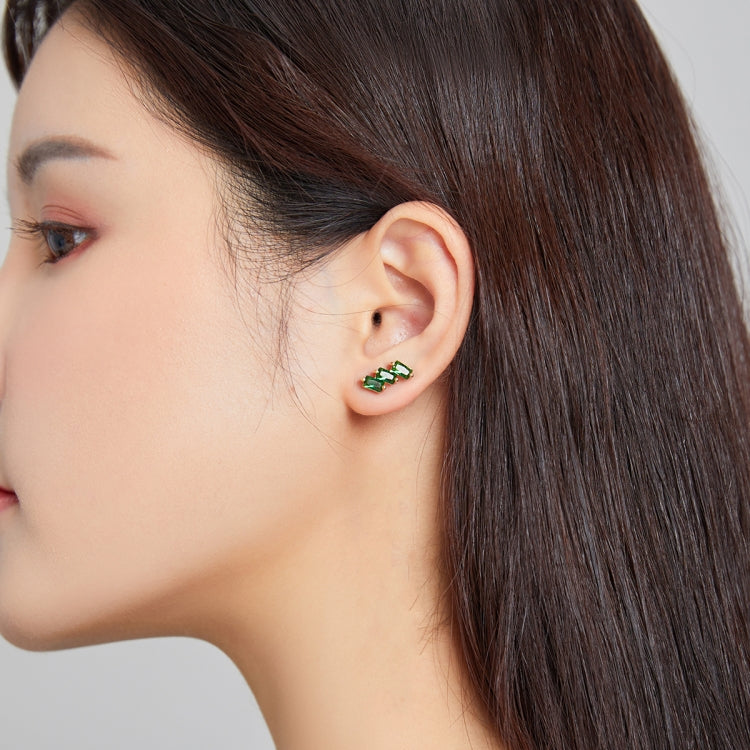 S925 Sterling Silver Silver Shining Cube Zircon Ear Studs Women Earrings