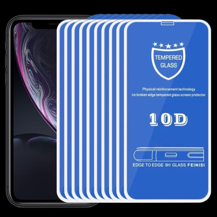 For iPhone 11 / XR 25pcs 9H 10D Full Screen Tempered Glass Screen Protector(White)