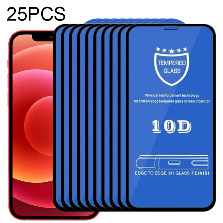For iPhone 12 mini 25pcs 9H 10D Full Screen Tempered Glass Screen Protector