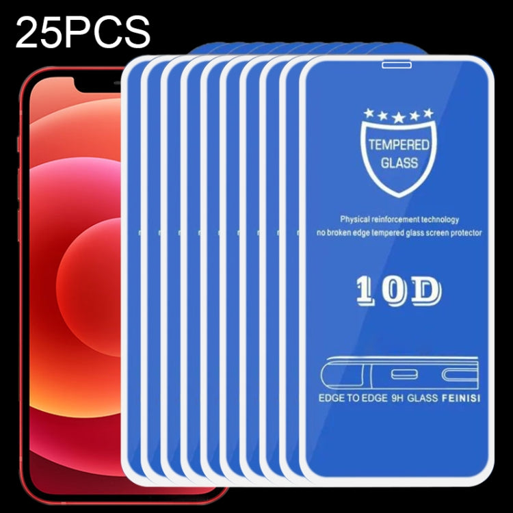 For iPhone 12 mini 25pcs 9H 10D Full Screen Tempered Glass Screen Protector