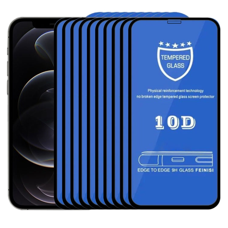 For iPhone 12 / 12 Pro 25pcs 9H 10D Full Screen Tempered Glass Screen Protector