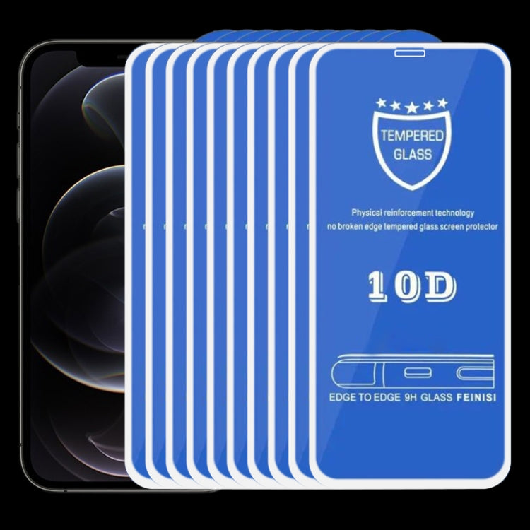 For iPhone 12 / 12 Pro 25pcs 9H 10D Full Screen Tempered Glass Screen Protector