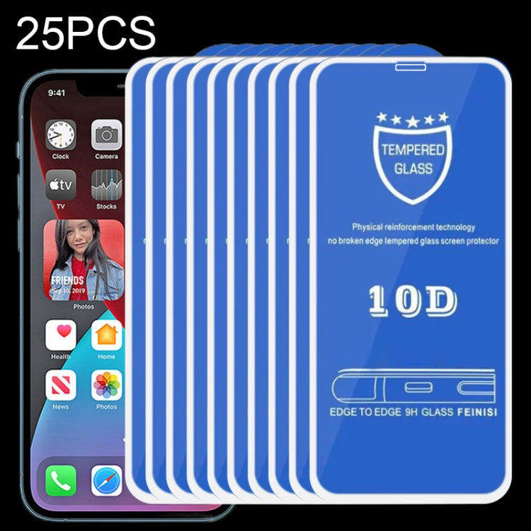 For iPhone 12 Pro Max 25pcs 9H 10D Full Screen Tempered Glass Screen Protector