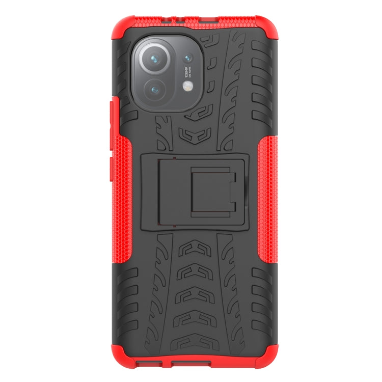 For Xiaomi Mi 11 Tire Texture Shockproof TPU+PC Protective Case with Holder