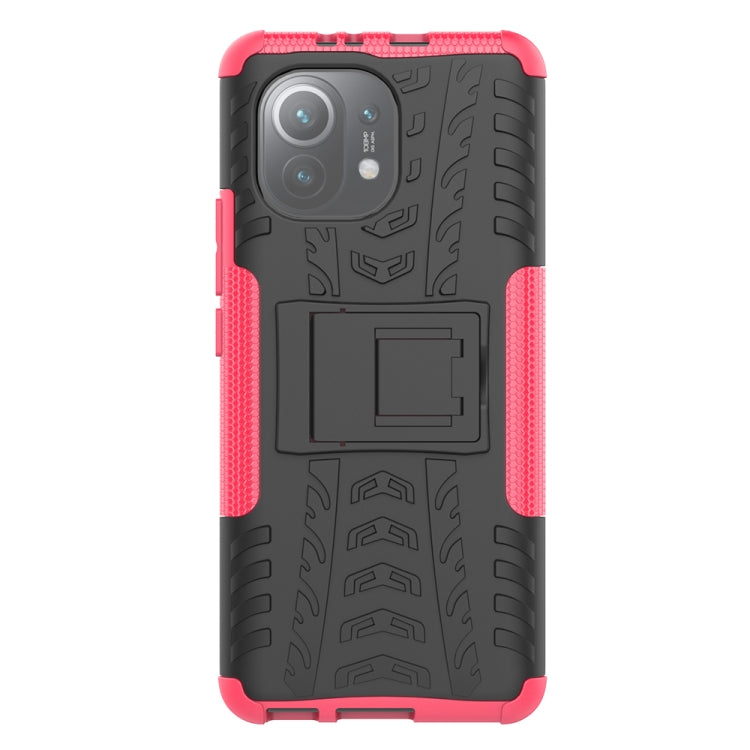 For Xiaomi Mi 11 Tire Texture Shockproof TPU+PC Protective Case with Holder