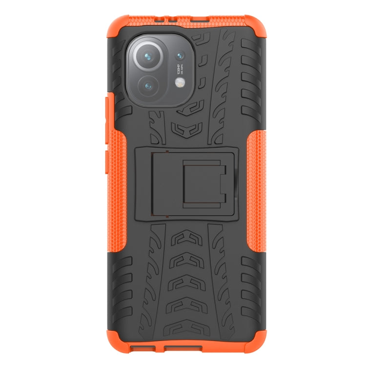 For Xiaomi Mi 11 Tire Texture Shockproof TPU+PC Protective Case with Holder