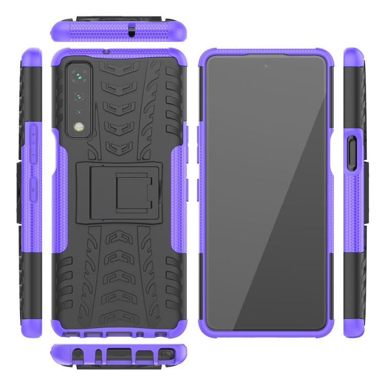 For LG Stylo 7 5G Tire Texture Shockproof TPU+PC Protective Case with Holder