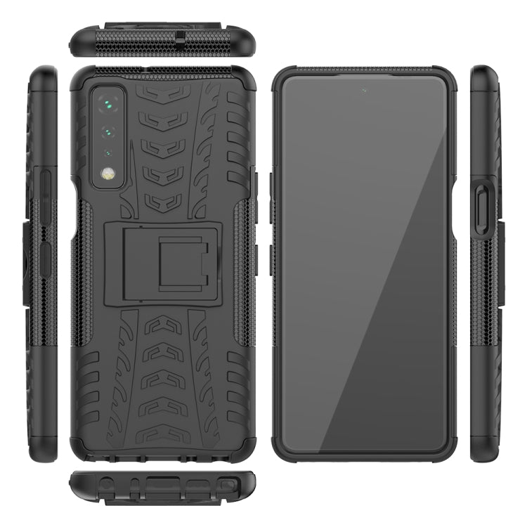 For LG Stylo 7 5G Tire Texture Shockproof TPU+PC Protective Case with Holder