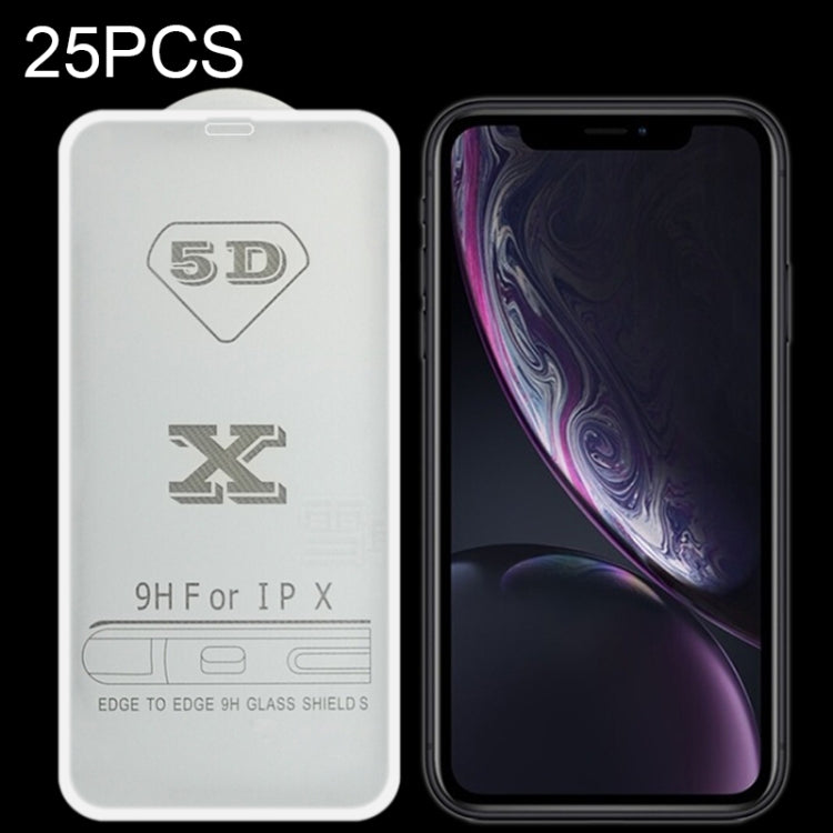For iPhone 11 / XR 25pcs 9H 5D Full Glue Full Screen Tempered Glass Film