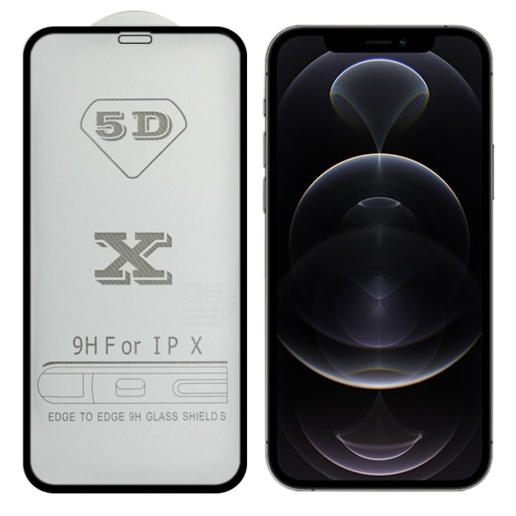 For iPhone 12 / 12 Pro 9H 5D Full Glue Full Screen Tempered Glass Film