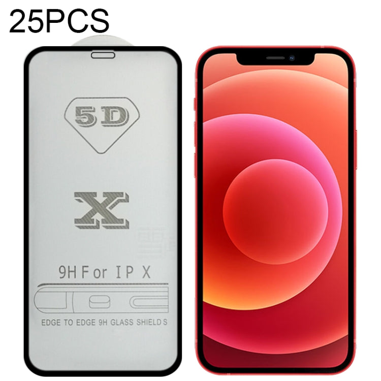 For iPhone 12 mini 25pcs 9H 5D Full Glue Full Screen Tempered Glass Film