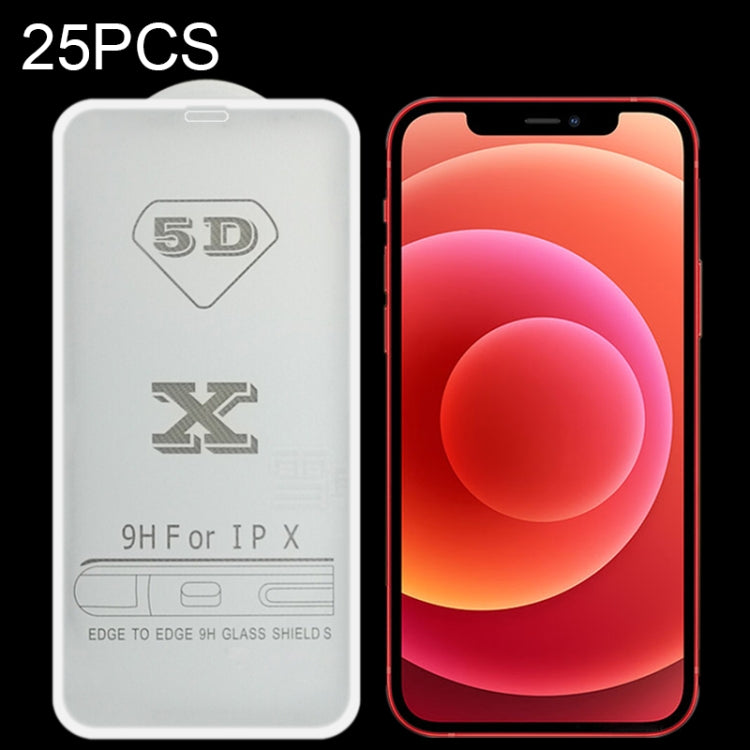 For iPhone 12 mini 25pcs 9H 5D Full Glue Full Screen Tempered Glass Film