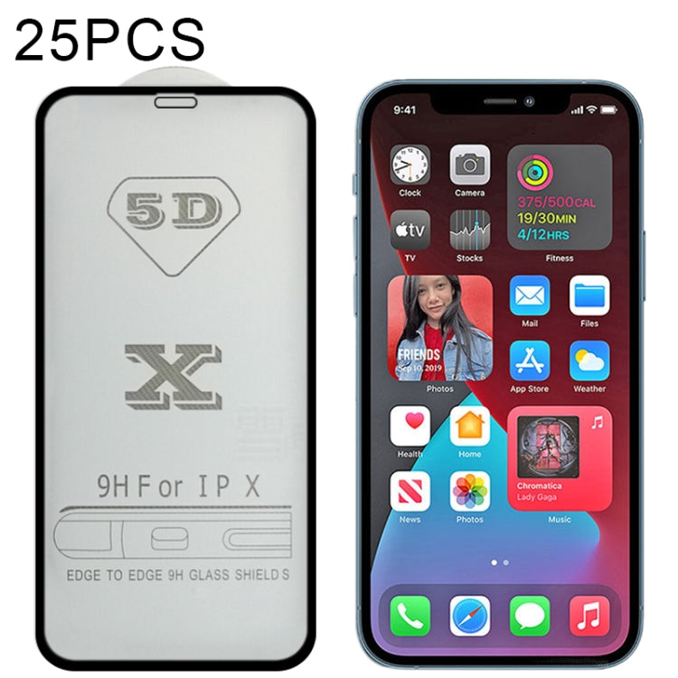 For iPhone 12 Pro Max 25pcs 9H 5D Full Glue Full Screen Tempered Glass Film