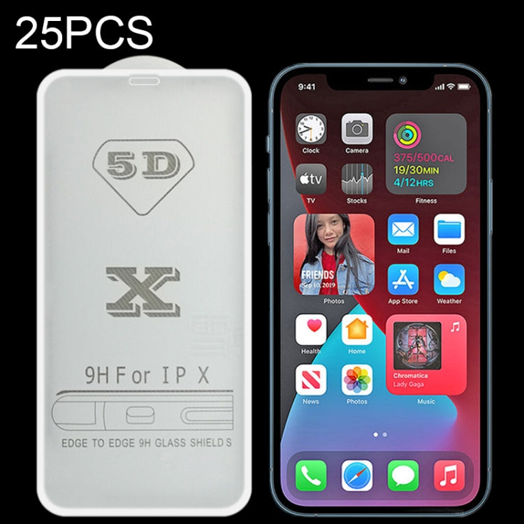For iPhone 12 Pro Max 25pcs 9H 5D Full Glue Full Screen Tempered Glass Film