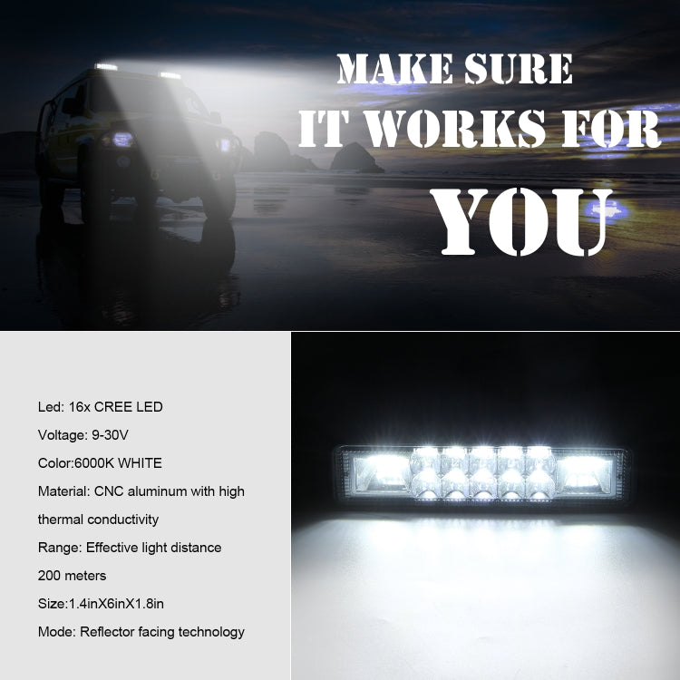 2 PCS Car 6 inch Dual-row Mixed Light Strip Lamp Floodlight & Spotlight Work Light