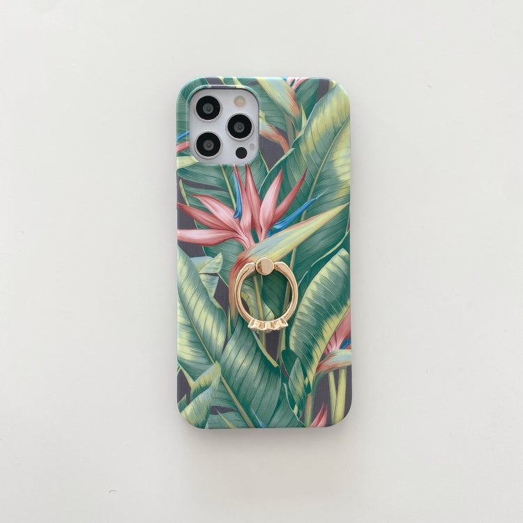 For iPhone 11 Painted Pattern Shockproof Case with Ring Holder