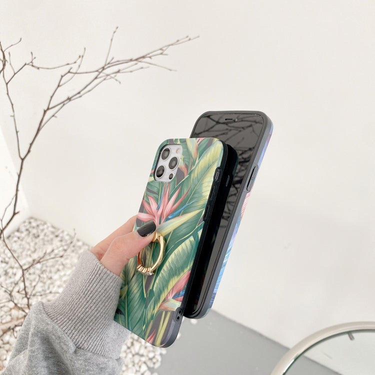 For iPhone 11 Painted Pattern Shockproof Case with Ring Holder