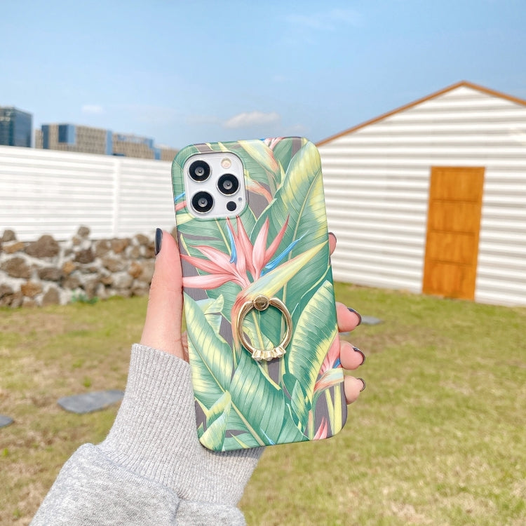 For iPhone 11 Pro Painted Pattern Shockproof Case with Ring Holder