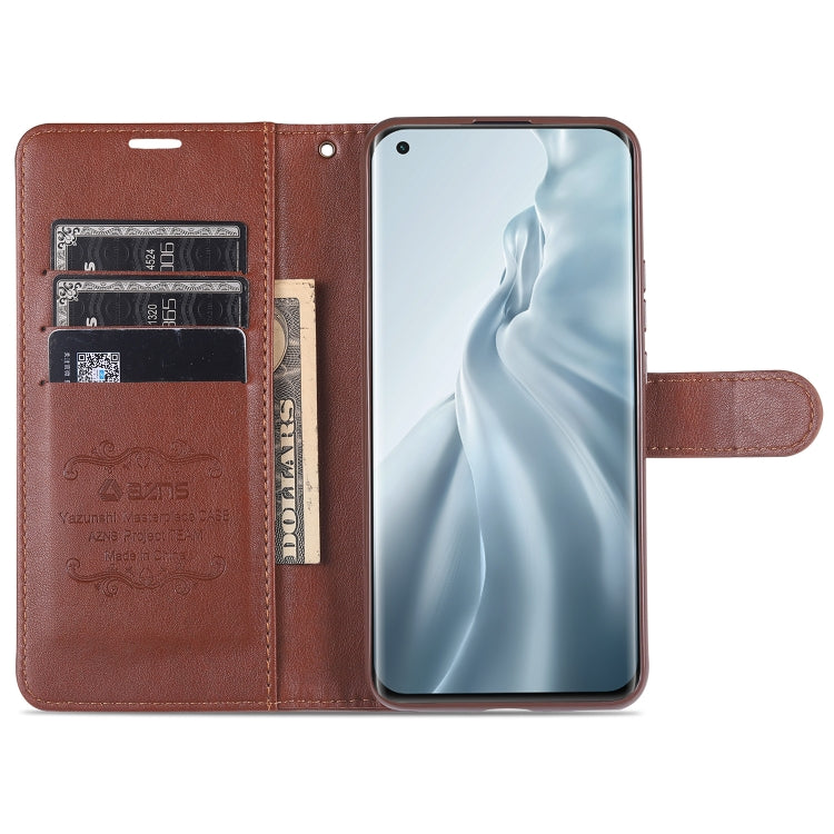 For Xiaomi Mi 11 AZNS Magnetic Calf Texture Horizontal Flip Leather Case with Card Slots & Holder & Wallet