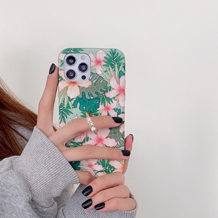 For iPhone 12 / 12 Pro Retro Flower Pattern Shockproof Case with Ring Holder