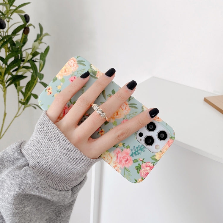 For iPhone 11 Small Floral Pattern Shockproof Case with Ring Holder
