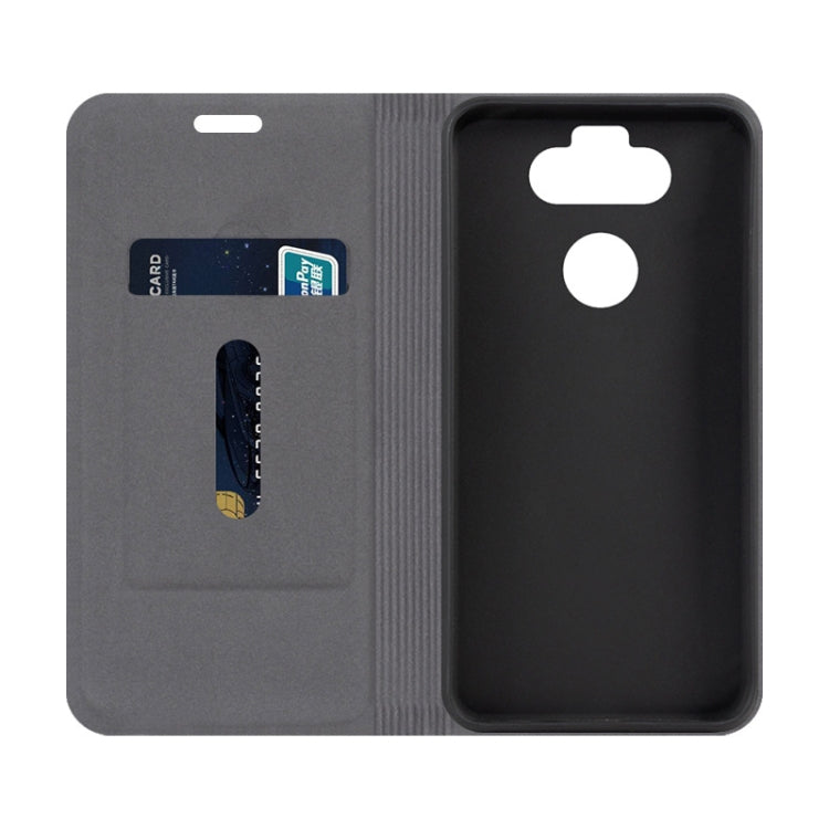 For LG K31 Rebel / L355DL Canvas Three-color Stitching Business Horizontal Flip Leather Case with Holder & Card Slot