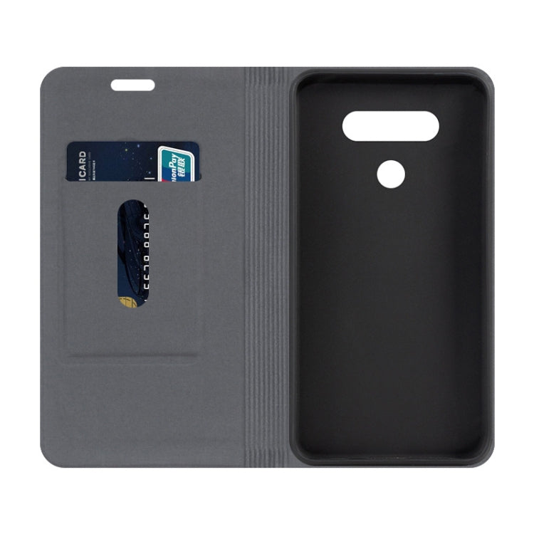 For LG  K51 / Q51 / K51 LMK500QM Canvas Three-color Stitching Business Horizontal Flip Leather Case with Holder & Card Slot(Black)