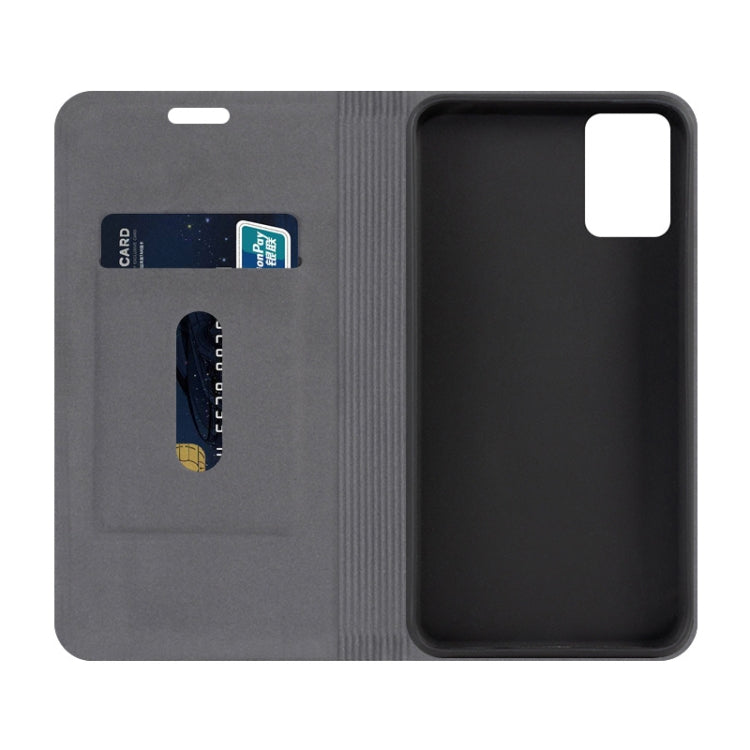 For LG K62 / K52 / Q52 Canvas Three-color Stitching Business Horizontal Flip Leather Case with Holder & Card Slot(Black)