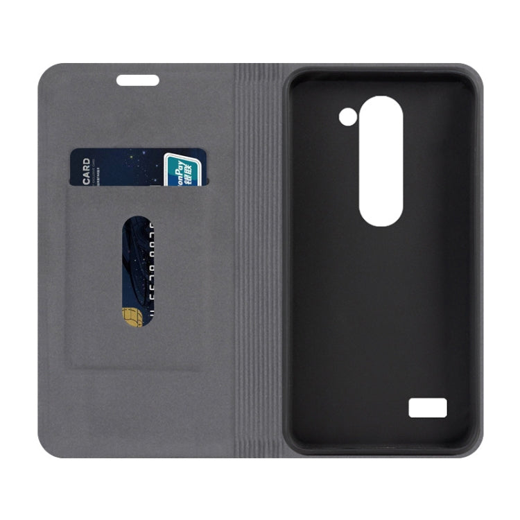 For LG Leon LTE / Leon 3G C40 Canvas Three-color Stitching Business Horizontal Flip Leather Case with Holder & Card Slot(Grey)