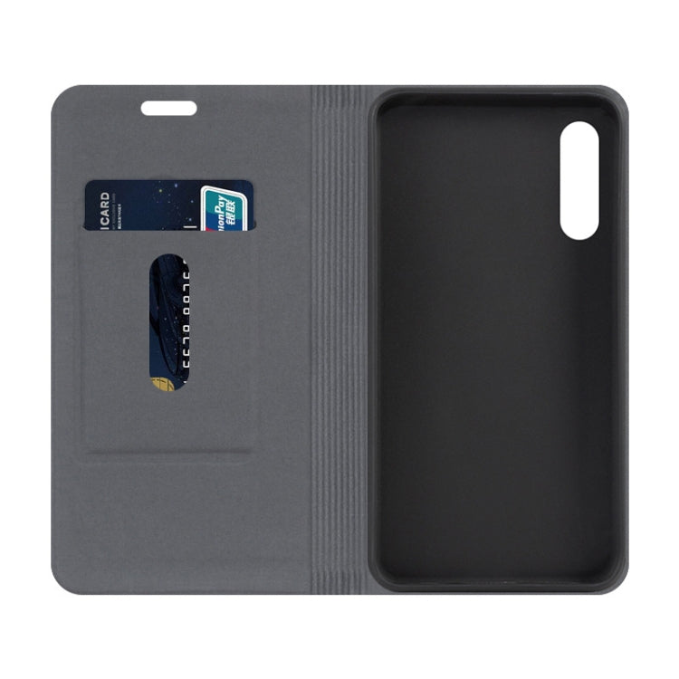 For LG Velvet 5G Canvas Three-color Stitching Business Horizontal Flip Leather Case with Holder & Card Slot(Grey)