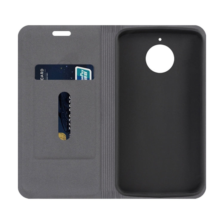 For Motorola Moto E4 Plus Canvas Three-color Stitching Business Horizontal Flip Leather Case with Holder & Card Slot(Black)