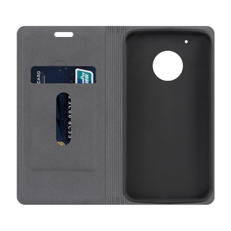 For Motorola Moto G5 Plus Canvas Three-color Stitching Business Horizontal Flip Leather Case with Holder & Card Slot(Blue)