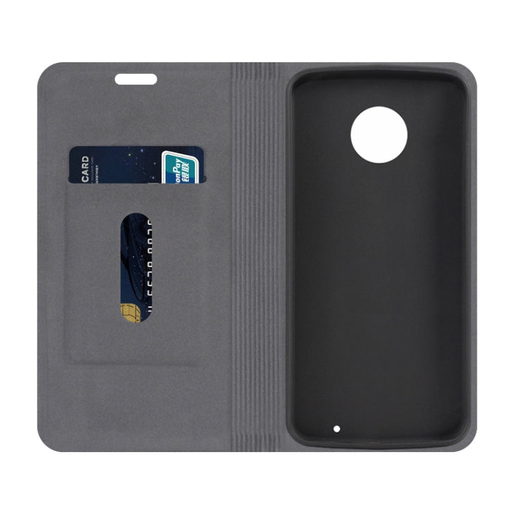 For Motorola Moto G6 Plus Canvas Three-color Stitching Business Horizontal Flip Leather Case with Holder & Card Slot(Black)